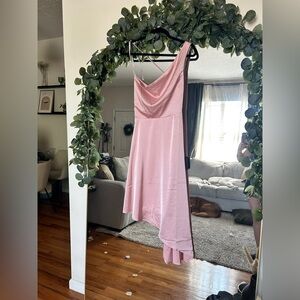 Lulu's Dusty Pink Asymmetrical One-Shoulder Dress